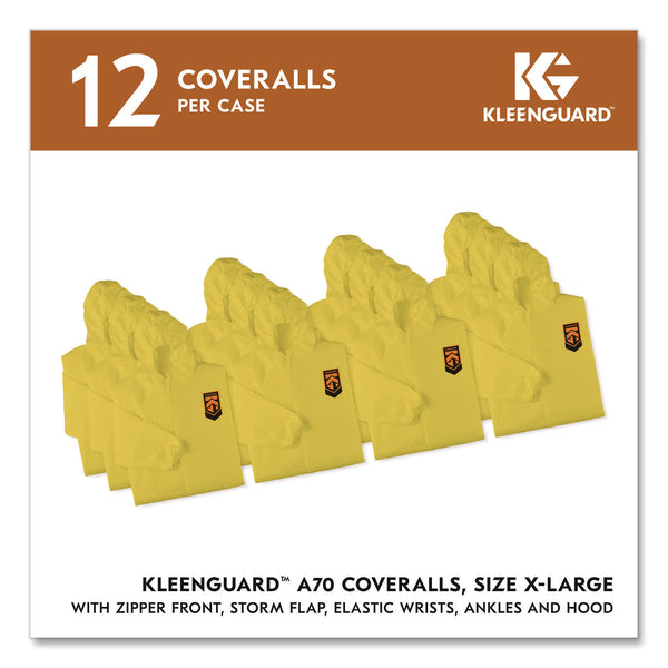 KleenGuard™ A70 Chemical Spray Protection Coveralls, Elastic Wrists, Ankles, Hood, XL, Yellow, 12/Carton (KCC09814) Case of 12