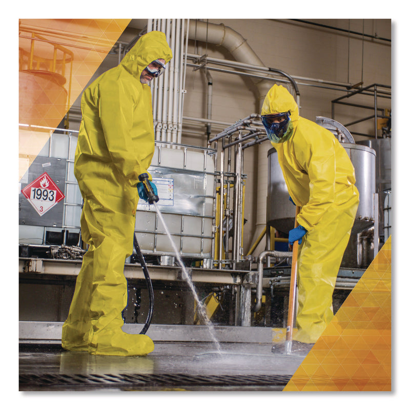 KleenGuard™ A70 Chemical Spray Protection Coveralls, Elastic Wrists, Ankles, Hood, XL, Yellow, 12/Carton (KCC09814) Case of 12