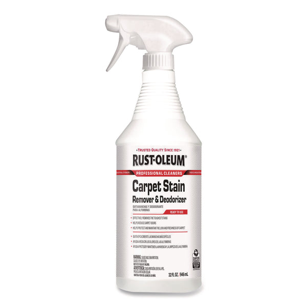 Rust-Oleum® Carpet Stain Remover Plus Deodorizer, Lemon Scent, 32 oz Spray Bottle, 6/Carton (RST352258) Case of 6