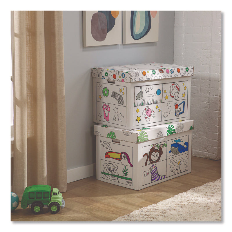 At Play Color in Toy Box, Animal Design, 1 Section, 5.25 Cu Ft, 28" x 18" x 18", White/Black (FEL1231701) Each