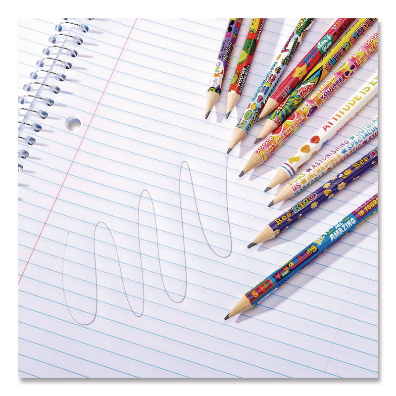 Pencils Motivational Classpack, #2 Black Lead, Assorted Barrels, 10 Designs, 250 Pencils/Set (CZA740171) Each