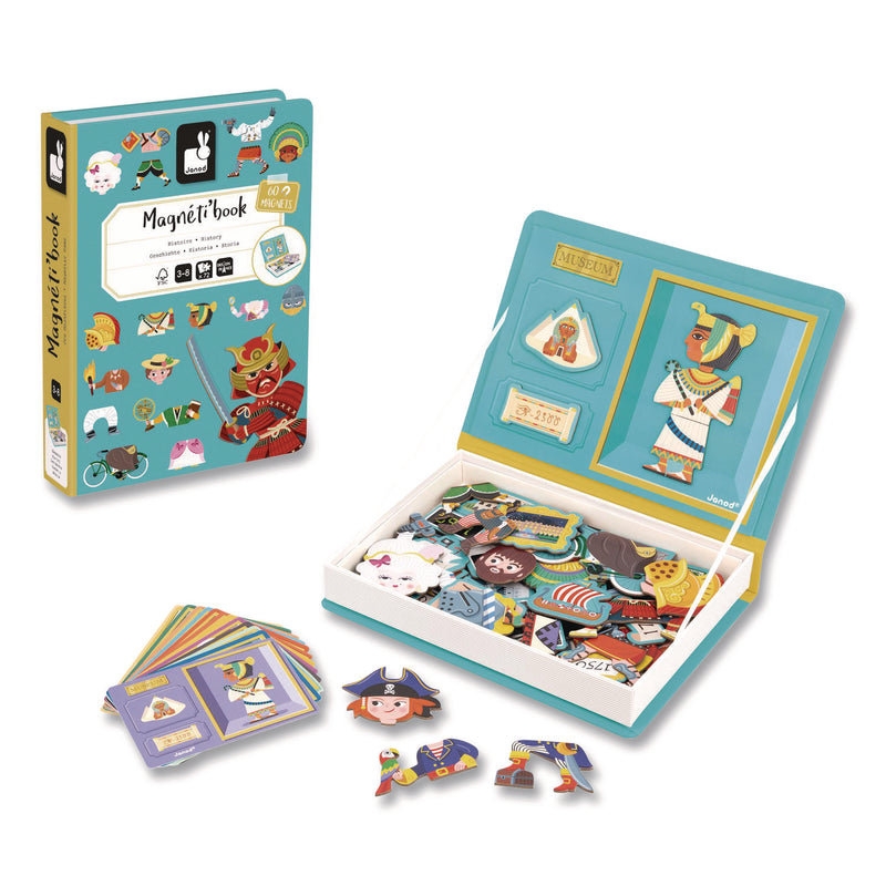 Janod® Magneti'books, History, 72 Pieces (12 Cards, 60 Magnetic Shapes), Ages 3 to 8 (JUYJ02598) Each