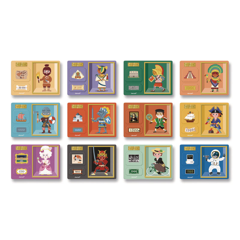 Janod® Magneti'books, History, 72 Pieces (12 Cards, 60 Magnetic Shapes), Ages 3 to 8 (JUYJ02598) Each