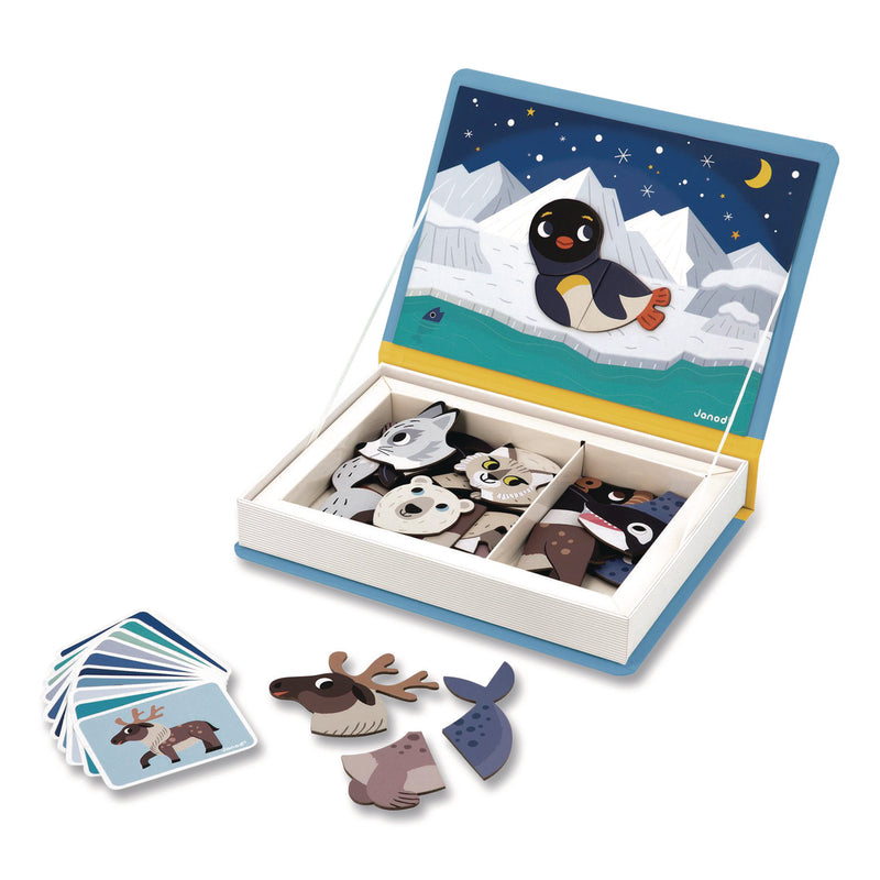 Janod® Magneti'books, Polar Animals, 40 Pieces (10 Cards, 30 Magnetic Shapes), Ages 3 to 8 (JUYJ02599) Each