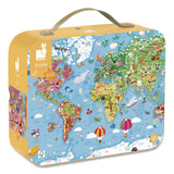 Janod® Cardboard Puzzle, Giant World Map Suitcase Puzzle, 300 Pieces, Ages 7 Years and Up (JUYJ02656) Each