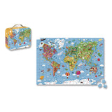 Janod® Cardboard Puzzle, Giant World Map Suitcase Puzzle, 300 Pieces, Ages 7 Years and Up (JUYJ02656) Each