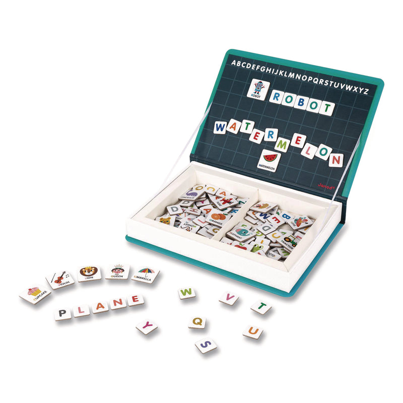 Janod® Magneti'books, Alphabet, 142 Pieces (26 Cards, 116 Magnetic Shapes), Ages 3 to 8 (JUYJ02712) Each