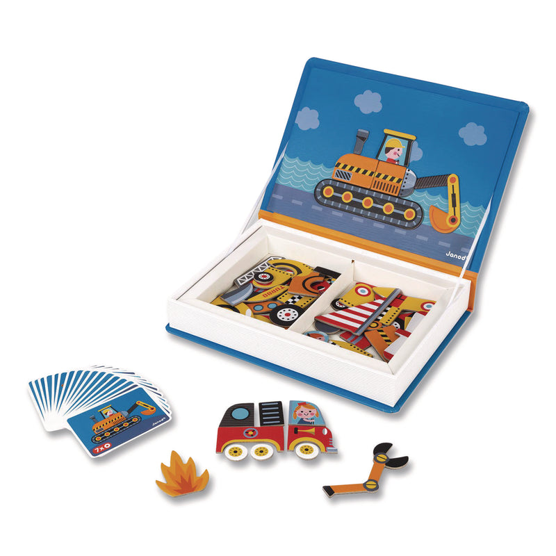 Janod® Magneti'books, Racers, 68 Pieces, (18 Cards, 50 Magnetic Shapes), Ages 3 to 8 (JUYJ02715) Each