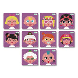 Janod® Magneti'books, Girl's Crazy Faces, 65 Pieces (10 Cards, 55 Magnetic Shapes), Ages 3 to 8 (JUYJ02717) Each