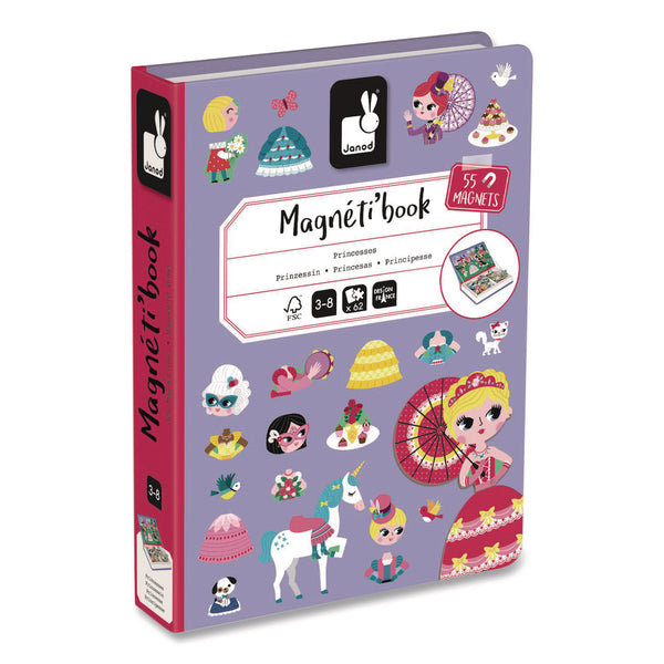 Janod® Magneti'books, Princesses, 62 Pieces (7 Cards, 55 Magnetic Shapes), Ages 3 to 8 (JUYJ02725) Each