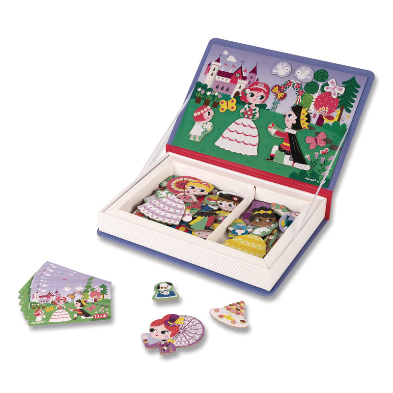 Janod® Magneti'books, Princesses, 62 Pieces (7 Cards, 55 Magnetic Shapes), Ages 3 to 8 (JUYJ02725) Each