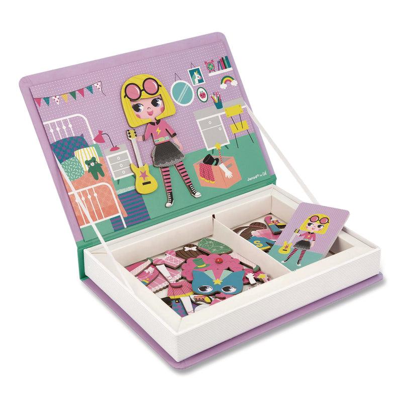 Janod® Magneti'books, Girl's Costumes, 54 Pieces (8 Cards, 46 Magnetic Shapes), Ages 3 to 8 (JUYJ02718) Each