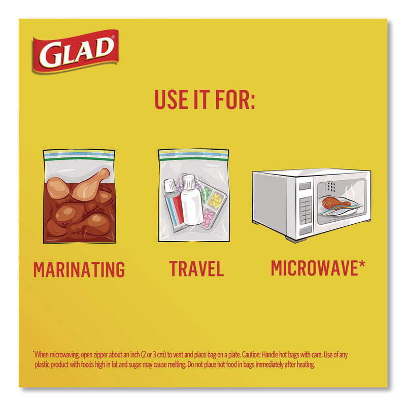 Glad Zipper Food Storage Plastic Bags, Gallon Size, 10.75 x 10.19, Clear, 20 Bags/Box, 12 Boxes/Carton (CLO55050) Case of 12