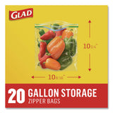 Glad Zipper Food Storage Plastic Bags, Gallon Size, 10.75 x 10.19, Clear, 20 Bags/Box, 12 Boxes/Carton (CLO55050) Case of 12