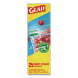 Glad Zipper Food Storage Plastic Bags, Quart Size, 7.75 x 7, Clear, 25 Bags/Box, 12 Boxes/Carton (CLO55052) Case of 300