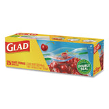 Glad Zipper Food Storage Plastic Bags, Quart Size, 7.75 x 7, Clear, 25 Bags/Box, 12 Boxes/Carton (CLO55052) Case of 300