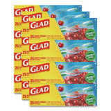 Glad Zipper Food Storage Plastic Bags, Quart Size, 7.75 x 7, Clear, 25 Bags/Box, 12 Boxes/Carton (CLO55052) Case of 300