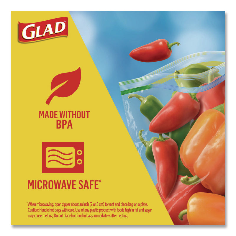 Glad Zipper Food Storage Plastic Bags, Freezer Bags, Quart Size, 7.75 x 8.44, Clear, 20 Bags/Box, 12 Boxes/Carton (CLO57035) Case of 240