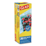 Glad Zipper Food Storage Plastic Bags, Freezer Bags, Quart Size, 7.75 x 8.44, Clear, 20 Bags/Box, 12 Boxes/Carton (CLO57035) Case of 240