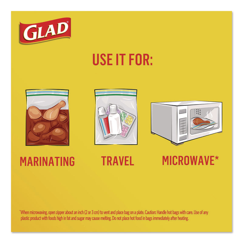 Glad Zipper Food Storage Plastic Sandwich Bags, 6.63 x 5.88, Clear, 50 Bags/Box (CLO57263BX) Box of 50