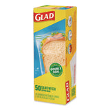 Glad Zipper Food Storage Plastic Sandwich Bags, 6.63 x 5.88, Clear, 50 Bags/Box (CLO57263BX) Box of 50