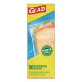 Glad Zipper Food Storage Plastic Sandwich Bags, 6.63 x 5.88, Clear, 50 Bags/Box (CLO57263BX) Box of 50