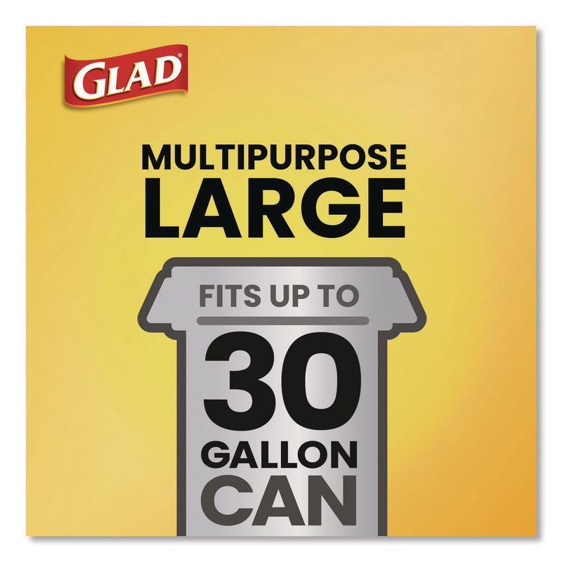 Glad Large Quick-Tie Trash Bags, Extra Strong, 30 gal, 0.81 mil, 30 x 33, Black, 40 Bags/Box, 4 Boxes/Carton (CLO60035) Case of 4