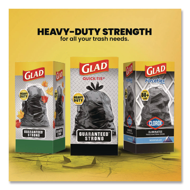 Glad Large Quick-Tie Trash Bags, Extra Strong, 30 gal, 0.81 mil, 30 x 33, Black, 40 Bags/Box, 4 Boxes/Carton (CLO60035) Case of 4