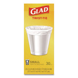 Glad Small Twist-Tie Trash Bags, 4 gal, 0.74 mil, 23 x 21.63, White, 30/Box (CLO78817EA) Each