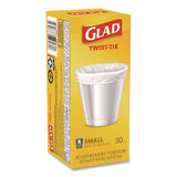 Glad Small Twist-Tie Trash Bags, 4 gal, 0.74 mil, 23 x 21.63, White, 30/Box (CLO78817EA) Each