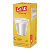 Glad Small Twist-Tie Trash Bags, 4 gal, 0.74 mil, 23 x 21.63, White, 30/Box (CLO78817EA) Each