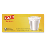 Glad Small Twist-Tie Trash Bags, 4 gal, 0.74 mil, 23 x 21.63, White, 30/Box (CLO78817EA) Each