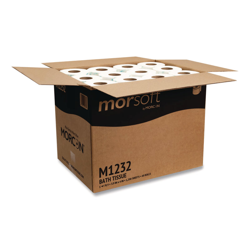 Morcon Tissue Morsoft Controlled Bath Tissue, Septic Safe, 1-Ply, White, 1,200 Sheets/Roll, 48 Rolls/Carton (MORM1232) Case of 48