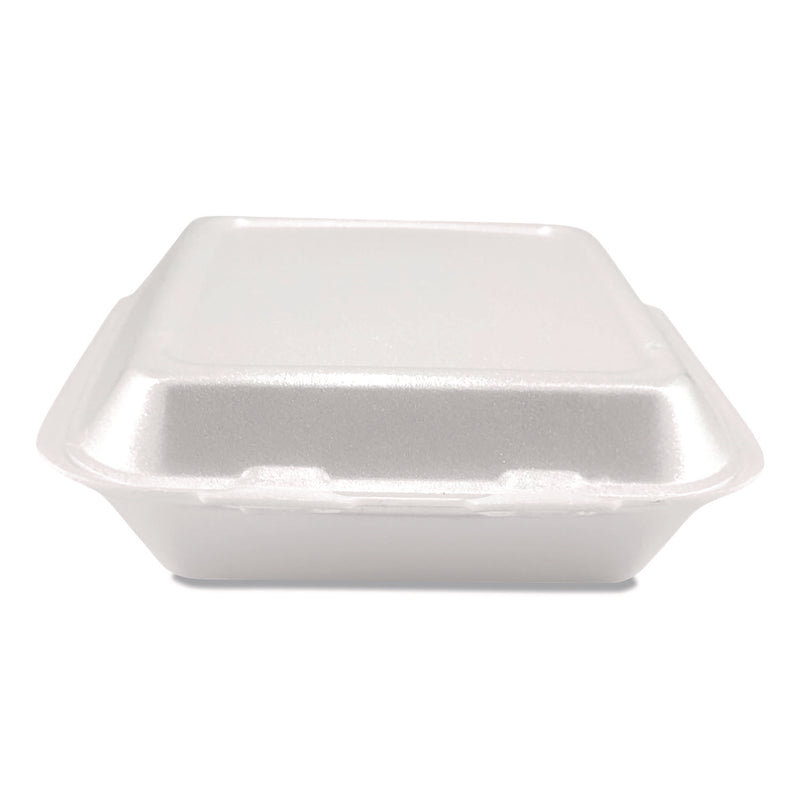 Foam Hinged Lid Containers, 3-Compartment, 7.56 x 8.25 x 2.38, White, Foam, 200/Carton (PST12109) Case of 200