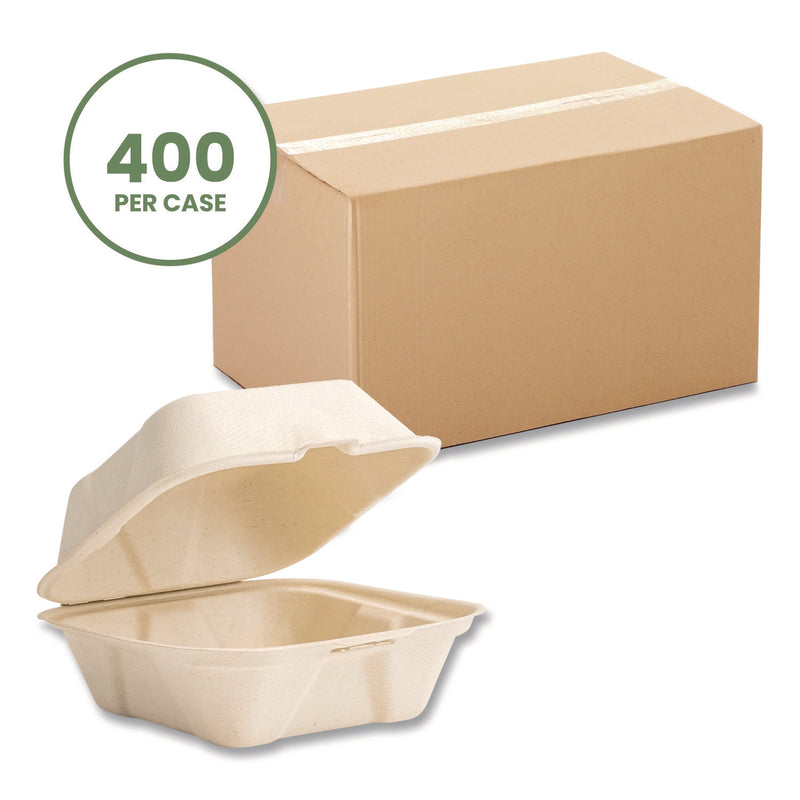 Nourish Molded Fiber Takeout Containers, Compostable, 5.9 x 5.9 x 2.9, White, Sugarcane, 400/Carton (VEGVWHC6NFA) Case of 400