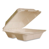 Nourish Molded Fiber Takeout Containers, Compostable, 3 Compartments, 7.9 x 7.9 x 2.9, White, Sugarcane, 200/Carton (VEGVWHC83NFA) Case of 200