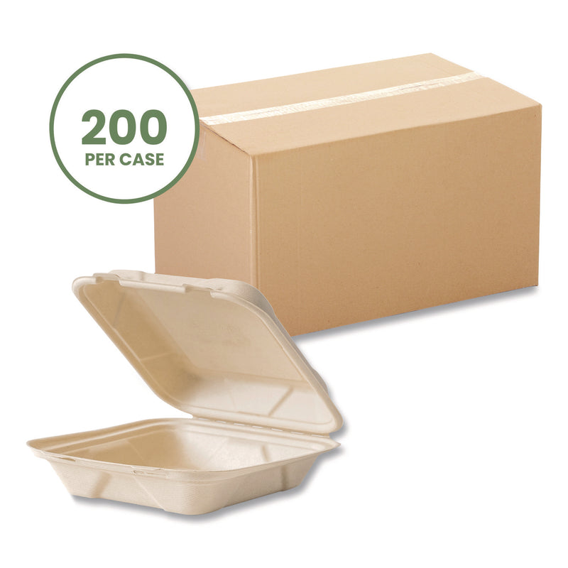 Nourish Molded Fiber Takeout Containers, Compostable, 7.9 x 7.9 x 2.9, White, Sugarcane, 200/Carton (VEGVWHC81NFA) Case of 200