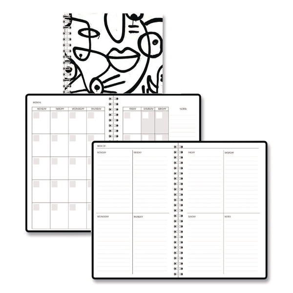 House of Doolittle™ Recycled Non-Dated Monthly/Weekly Planner, Abstract Faces, Black/White Cover, Undated (HOD212141) Each