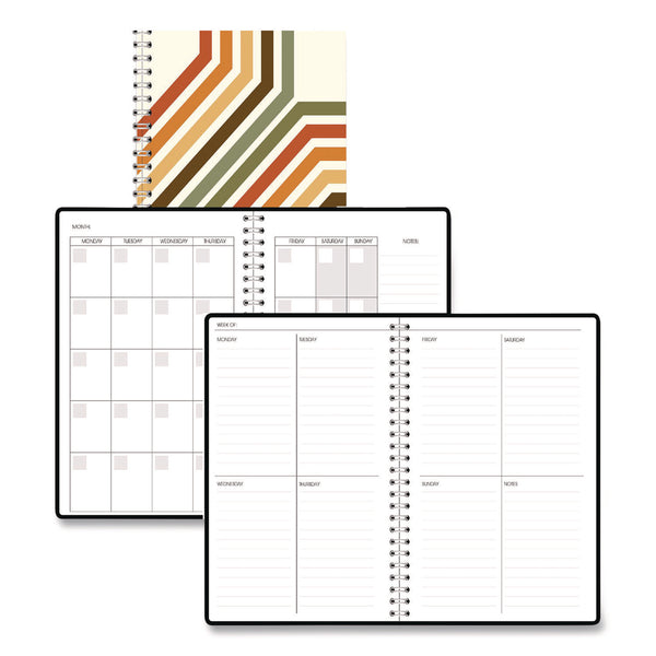 House of Doolittle™ Recycled Non-Dated Monthly/Weekly Planner, 70's Stripes, Multicolor Cover, Undated (HOD212142) Each