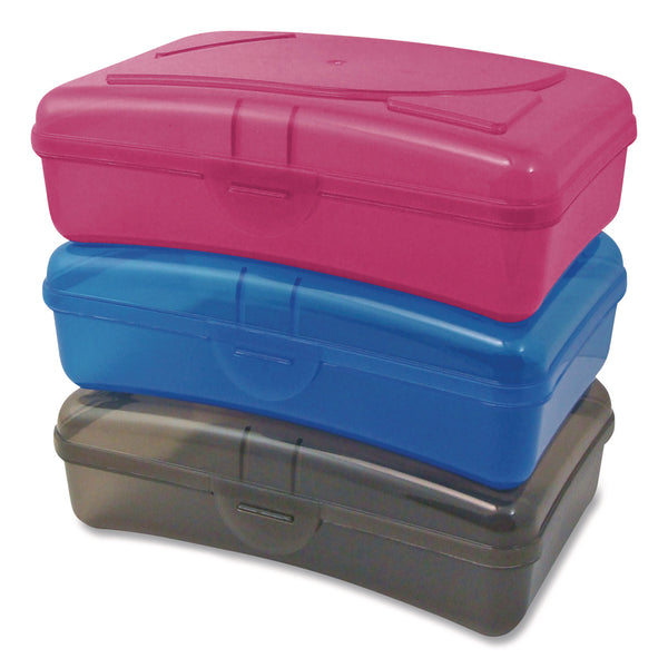 Plastic School Box, 1 Compartment, 8 x 5.13 x 2.13, Randomly Assorted Colors, 6/Carton (CZA114116CT) Case of 6
