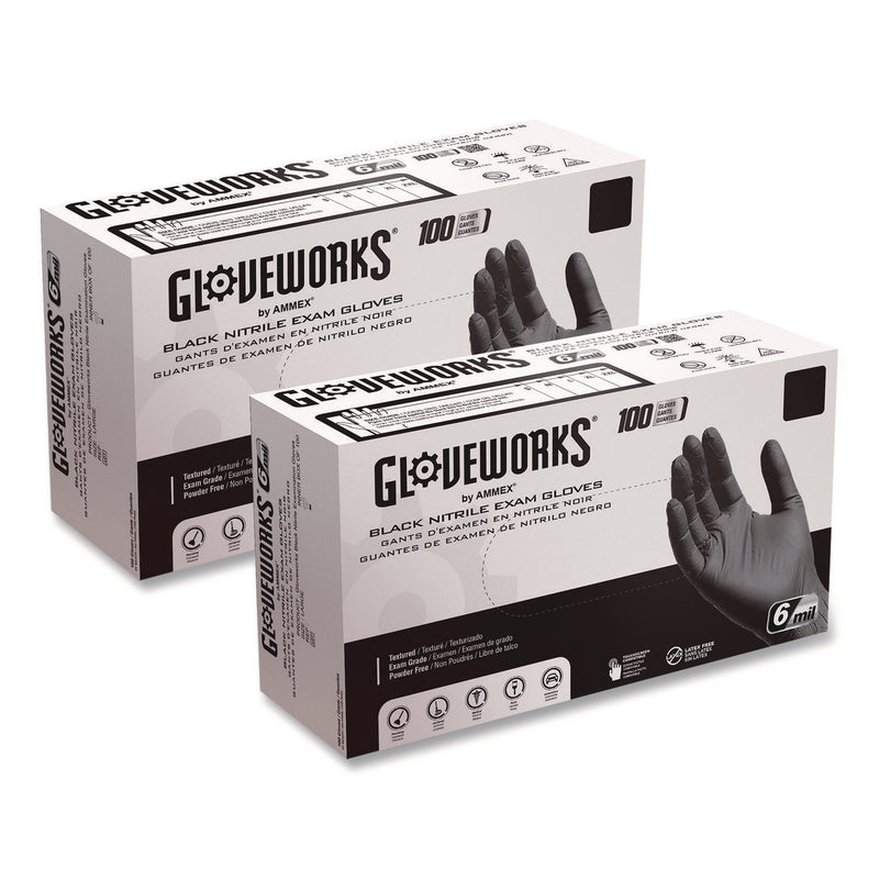 Gloveworks® Nitrile Exam Gloves, 2X-Large, Black, 100/Box (AXCGWBEN49100BX) Box of 100