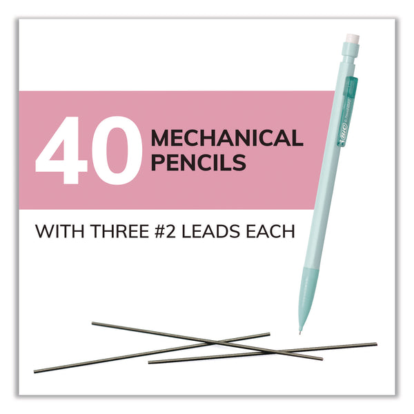 BIC® Xtra Smooth Mechanical Pencil, HB #2 Black Lead, Assorted Pastel Color Barrels, 40/Pack (BICMP40TXBLK) Pack of 40