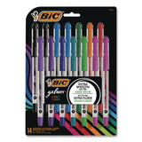BIC® Gel-ocity STIC Gel Pen, Stick, Medium 0.7 mm, Randomly Selected Ink and Barrel Color Assortment, 14/Pack (BICRGSMP14AST) Pack of 14