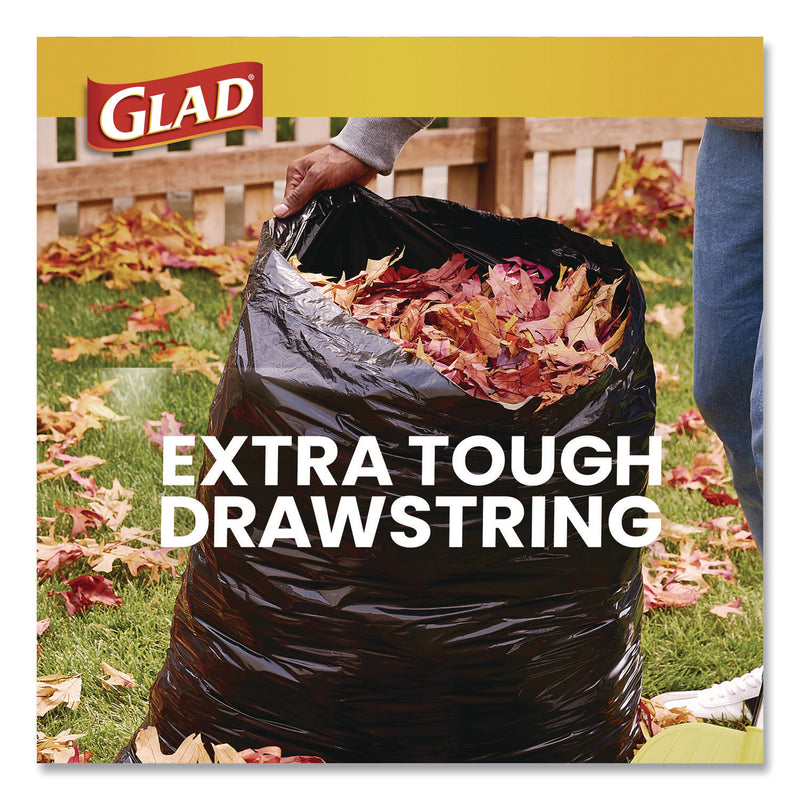 Glad® Large Quick-Tie Trash Bags, Lawn and Leaf, 39 gal, 0.95 mil, 32.5 x 41, Black, 12 Bags/Box (CLO70028EA) Box of 12
