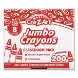 Cra-Z-Art® Jumbo Crayons, 8 Assorted Colors, 200/Pack (CZA740061) Each