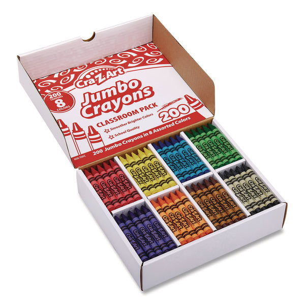 Jumbo Crayons, 8 Assorted Colors, 200/Pack (CZA740061) Each