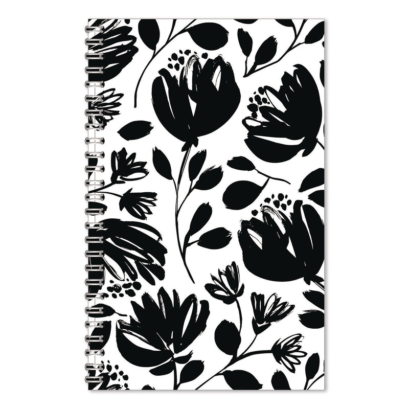 House of Doolittle™ Recycled Non-Dated Monthly/Weekly Planner, Black and White Floral, Black/White Cover, Undated (HOD212149) Each
