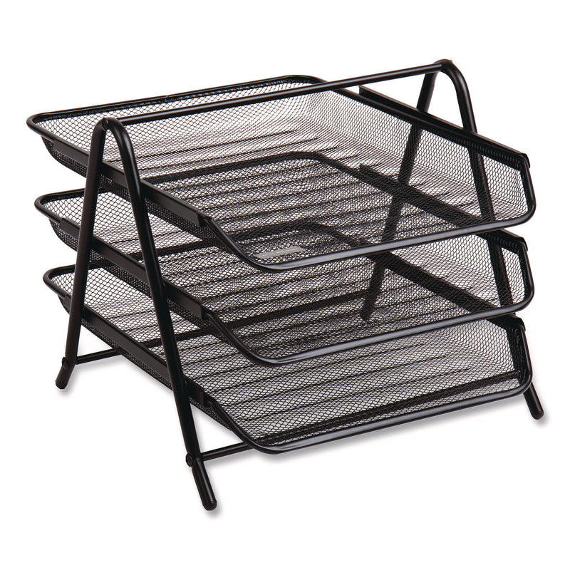 Mind Reader Tiered Metal Mesh Desk Tray Organizer, 3-Tier, Letter Size, 11.5 x 13.75 x 10, Black (EMS3TPAPERBLK) Each