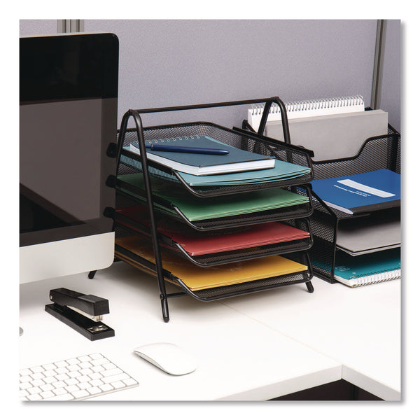 Mind Reader Tiered Metal Mesh Desk Tray Organizer, 4-Tier, Letter Size, 13.75 x 12 x 12.5, Black (EMS4TPAPERBLK) Each