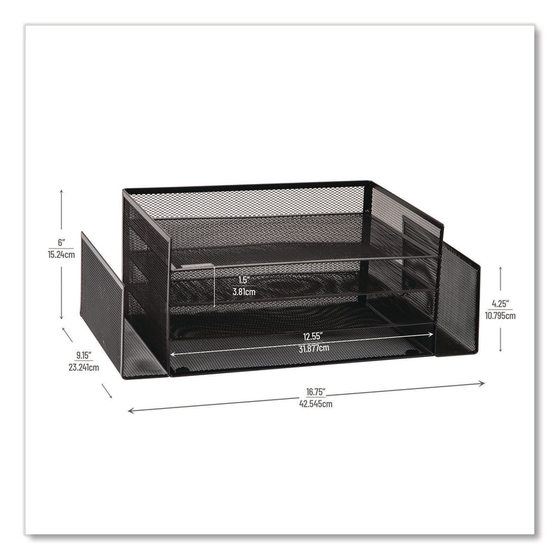 Mind Reader Metal Mesh Desktop Organizer Letter Tray, 6 Sections, Letter Size, 9.15 x 16.75 x 6, Black (EMS4TSIDE2BLK) Each